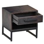 Table de chevet Loga Acacia massif / Fer - Acacia gris / Noir