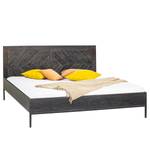 Houten bed Loga massief acaciahout/ijzer - grijs acaciahout/zwart - 180 x 200cm