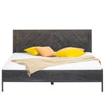 Houten bed Loga massief acaciahout/ijzer - grijs acaciahout/zwart - 180 x 200cm