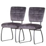 Gestoffeerde stoelen Mayetta (set van 2) vlakweefsel/ijzer - antracietkleurig/zwart