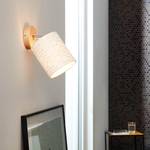 Wandlamp Galance I textielmix/deels massief berkenhout - 1 lichtbron