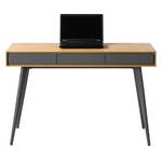 Bureau Danica Placage en bois véritable - Gris foncé mat / Frêne