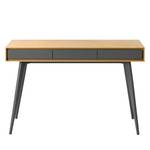 Bureau Danica Placage en bois véritable - Gris foncé mat / Frêne