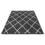 Hoogpolig vloerkleed Pula I polyester - Antracietkleurig/wit - 80 x 150 cm
