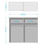 Armoire portes coulissantes Boston-Extra Gris - Largeur : 226 cm