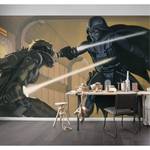 Papier peint Star Wars RMQ Vader vs Luke Intissé - Jaune / Marron