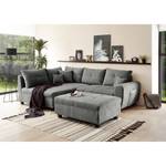 Ecksofa Holton Microfaser - Microfaser Ranu: Dunkelgrau - Longchair davorstehend links - Mit Hocker