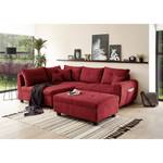 Ecksofa Holton Microfaser - Microfaser Ranu: Beere - Longchair davorstehend links - Mit Hocker