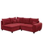 Ecksofa Holton Microfaser - Microfaser Ranu: Beere - Longchair davorstehend links - Mit Hocker