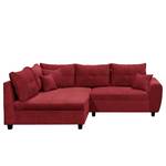 Ecksofa Holton Microfaser - Microfaser Ranu: Beere - Longchair davorstehend links - Mit Hocker