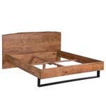 Houten bed met boomrand KAPRA massief acaciahout/ijzer - bruin acaciahout/zwart - 160 x 200cm