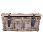 Korb Trelly Kubu-Rattan / pigmentiertes Leder - Grau / Dunkelbraun - Breite: 58 cm