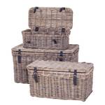 Korb Trelly Kubu-Rattan / pigmentiertes Leder - Grau / Dunkelbraun - Breite: 58 cm