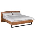 Houten bed met boomrand KAPRA massief acaciahout/ijzer - bruin acaciahout/zwart - 180 x 200cm