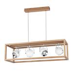 LED-hanglamp Roy staal/massief eikenhout - 4 lichtbronnen - Wit