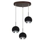 LED-hanglamp Ball Wood X staal/massief eikenhout - 3 lichtbronnen