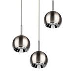 LED-hanglamp Ball Wood IX staal/massief eikenhout - 3 lichtbronnen