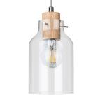 Hanglamp Alessandro I transparant glas/massief eikenhout - 1 lichtbron