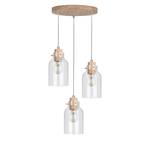 Hanglamp Alessandro V transparant glas/massief eikenhout - 3 lichtbronnen