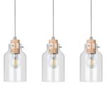 Hanglamp Alessandro III transparant glas/massief eikenhout - 3 lichtbronnen