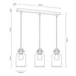Hanglamp Alessandro III transparant glas/massief eikenhout - 3 lichtbronnen
