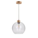 Hanglamp Svea I transparant glas/massief eikenhout - 1 lichtbron