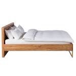Massief houten bed BOGA massief acaciahout/ijzer - acaciahout/goudkleurig