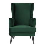 Fauteuil bergère Limeri II Velours - Velours Criada: Vert foncé - Avec repose-pieds