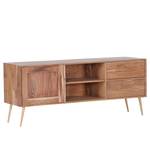 Tv-meubel Bowdon massief acaciahout/Weens vlechtwerk - acaciahout/goudkleurig