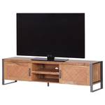 Tv-meubel Leyma rotan/massief acaciahout - acaciahout/antracietkleurig