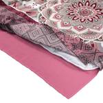 Parure de lit Alegra Satin de coton - Rose / Blanc - 220 x 240 cm + 2 coussins 65 x 65 cm