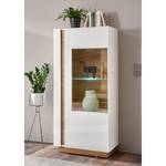 Highboard Cailla hoogglans wit/eikenhouten look - Hoogglans wit