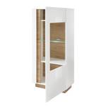 Highboard Cailla hoogglans wit/eikenhouten look - Hoogglans wit