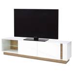 Tv-meubel Cailla hoogglans wit/eikenhouten look - Hoogglans wit - Breedte: 188 cm