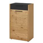 Meuble d’entrée Levio Placage en bois véritable - Chêne - Noir - Largeur : 61 cm - Butoir à gauche