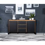 Sideboard Urban Industry IV Akazie teilmassiv / Metall - Akazie / Schwarz