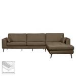 Hoekbank BOVLUND met chaise longue structuurstof - Structuurstof Talta: Beige - Longchair vooraanzicht rechts