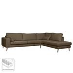 Ecksofa BOVLUND mit Ottomane Strukturstoff Talta: Beige - Ottomane davorstehend rechts