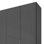 Drehtürenschrank One 210 Graphit / Glas Schwarz - 200 x 216 cm