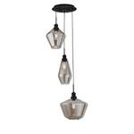 Hanglamp Mia glas/staal - 3 lichtbronnen - Grijs