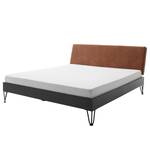 Lit simple Boston I Anthracite / Cuivre - Largeur : 165 cm - Forme en U