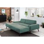 Ecksofa Bingham Webstoff - Webstoff Pras: Blau - Longchair davorstehend links - Mit Hocker