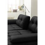 Ecksofa Linville Echtleder - Echtleder Poas: Schwarz - Breite: 258 cm - Longchair davorstehend rechts - Mit Kopfstütze