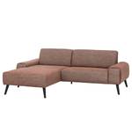 Ecksofa Bingham Webstoff - Webstoff Pras: Rotblau - Longchair davorstehend links - Mit Hocker