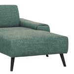 Ecksofa Bingham Webstoff - Webstoff Pras: Blau - Longchair davorstehend rechts - Mit Hocker