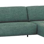 Ecksofa Bingham Webstoff - Webstoff Pras: Blau - Longchair davorstehend rechts - Mit Hocker