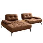 Ecksofa Linville Antiklederlook - Microfaser Torne: Rehbraun - Breite: 296 cm - Longchair davorstehend links - Ohne Kopfstütze