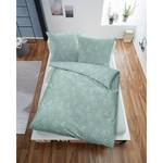 Parure de lit en flanelle jacquard I Flanelle fine - Menthe - 135 x 200 cm + oreiller 80 x 80 cm