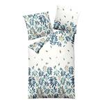 Parure de lit Feuilles Coton épais - Turquoise / Blanc - 135 x 200 cm + oreiller 80 x 80 cm
