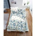 Beddengoed Bladeren fijne beaverstof - turquoise/wit - 135x200cm + kussen 80x80cm